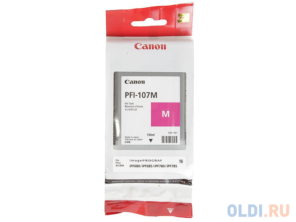 Картридж Canon PFI-107 M для iPF680/685/780/785 130мл пурпурный 6707B001 - фото 1