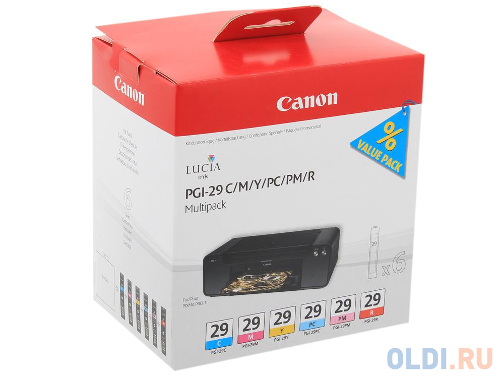 Набор картриджей Canon PGI-29 CMY/PC/PM/R Multi для PRO-1 4873B005 - фото 1