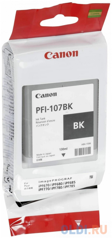 Картридж Canon PFI-107 BK для iPF680/685/780/785 130мл черный 6705B001 - фото 2