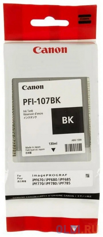 Картридж Canon PFI-107 BK для iPF680/685/780/785 130мл черный 6705B001 - фото 3