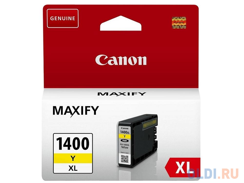 Картридж Canon PGI-1400XL Y 900стр Желтый ic cpfi 320y картридж t2 для canon imageprograf tm 200 205 300 305 300мл желтый с чипом