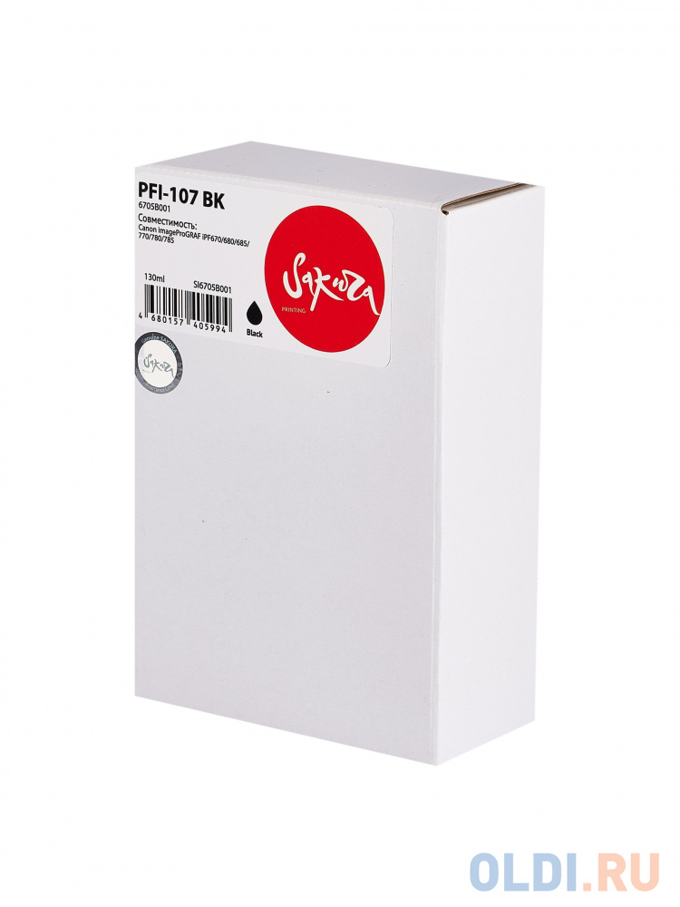 

Картридж Sakura PFI-107 BK 130стр Черный
