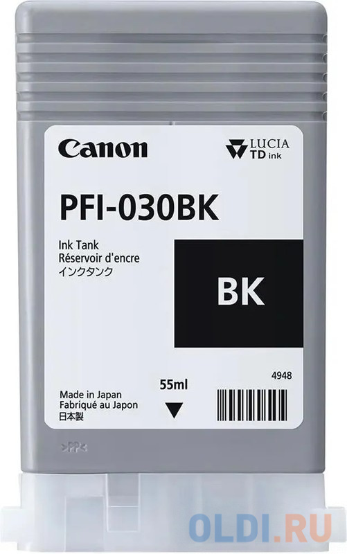 Картридж струйный Canon PFI-030BK 3489C001АА черный (55мл) для Canon imagePROGRAF TA-20, TA-30, TM-240, TM-340.