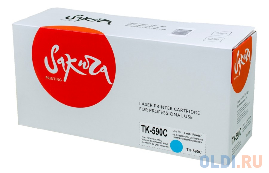 Картридж Sakura TK590C (1T02KTCNL0) для Kyocera Mita FS-C2026/FS-C2126MFP, голубой, 5000 к.