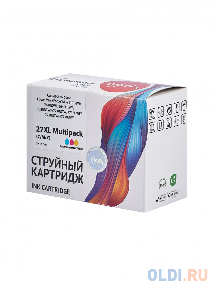 Струйный картридж Sakura C13T27154022 (27XL Multipack) для Epson WorkForce WF-7110DTW/7610DWF/3640DTWF/7620DTWF/7210DTW/7715DWF/7720DTWF/7710DWF, водо