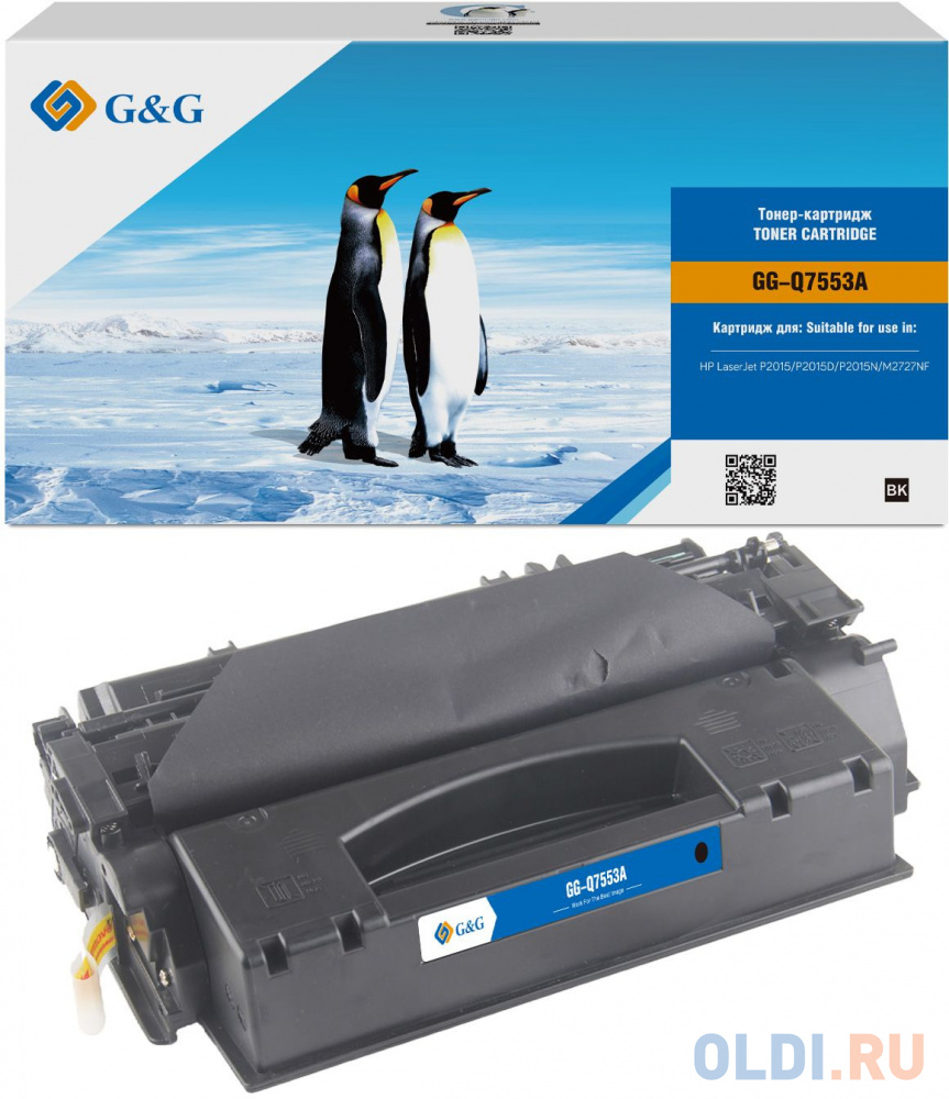 Картридж лазерный G&G GG-Q7553A черный (3000стр.) для HP LJ P2010/P2014/P2015/M2727nf MFP/M2727nfs MFP, LBP-3310/3370 Canon