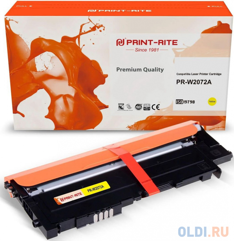 Картридж лазерный Print-Rite TFHA9PYPU1J PR-W2072A W2072A (есть ограничения по прошивке) желтый (700стр.) для HP Color Laser 150a/150nw/178nw MFP/179f