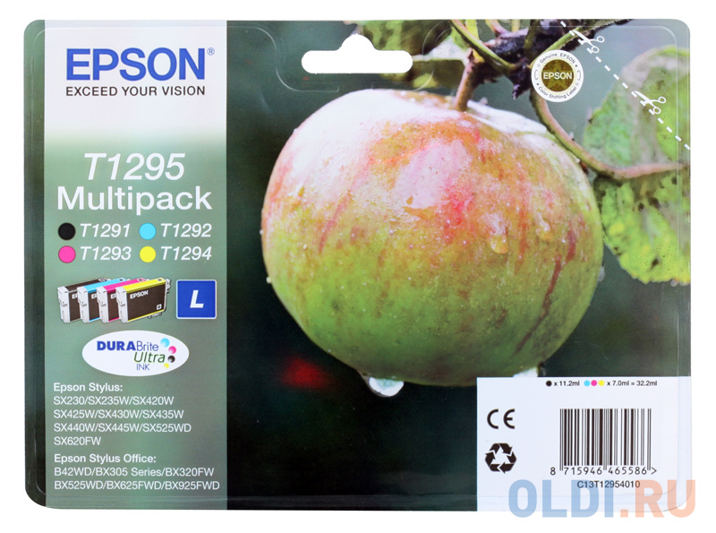 

Набор картриджей Epson C13T12954010/С13Т12954012 T1295 Multipack для SX420W BX305F