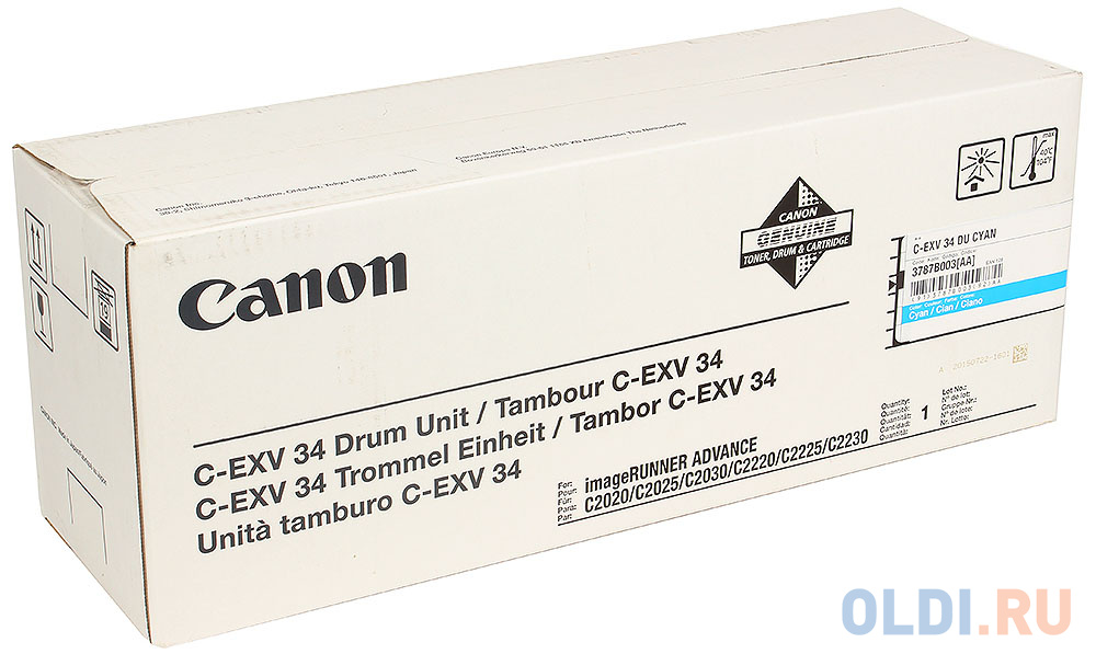 Фотобарабан Canon C-EXV34C для IR ADV C2020/2030. Синий. ракель wb для canon ep65 ir 1600 1610 2016 2018 2020 2022 2025 2030