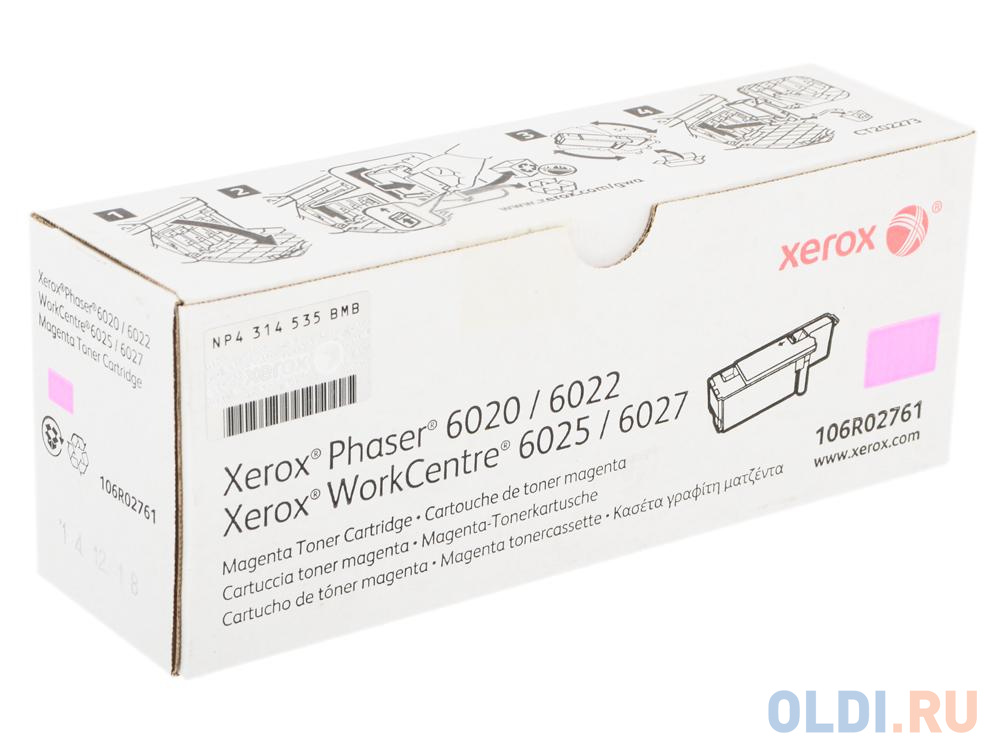 Картридж Xerox 106R02761 1000стр Пурпурный картридж xerox 106r02761 1000стр пурпурный