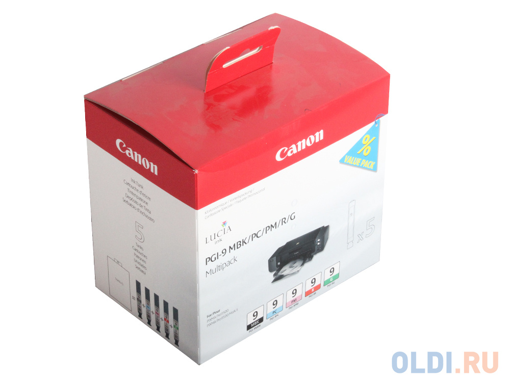 Картридж Canon PGI-9 MBK/PC/PM/R/G для PIXMA MX7600 Pro9500 pro9500 матовый чёрный красный зелёный фотокартридж голубой и пурпурный
