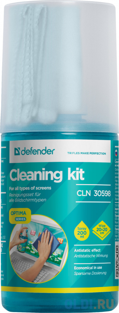 Спрей-очиститель Defender CLN30598 для экранов (200 мл+1салфетка) спрей kaypro botu cure восстанавливающий 200 мл