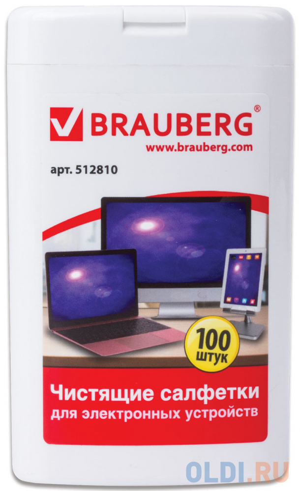 

Чистящие салфетки BRAUBERG 512810 100 шт