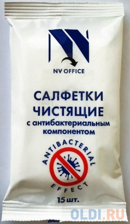 

Антибактериальные салфетки для поверхностей NV-Office, мягкая упаковка, 180х110 мм,15шт