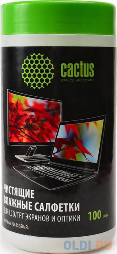 Чистящие салфетки Cactus CS-T1001 для экранов и оптики туба 100шт