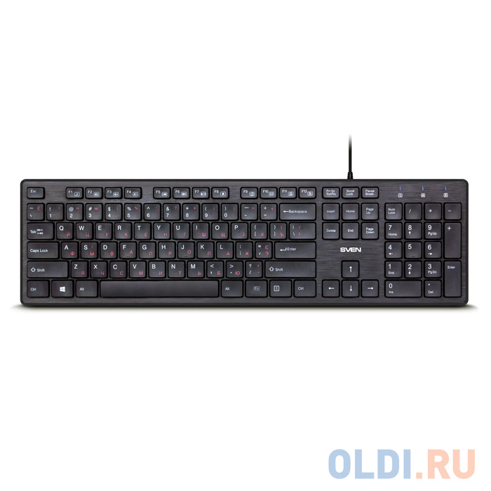 

Клавиатура SVEN KB-E5800 чёрная (104кл, Slim, островн. тип кл. 12 Fn функций)