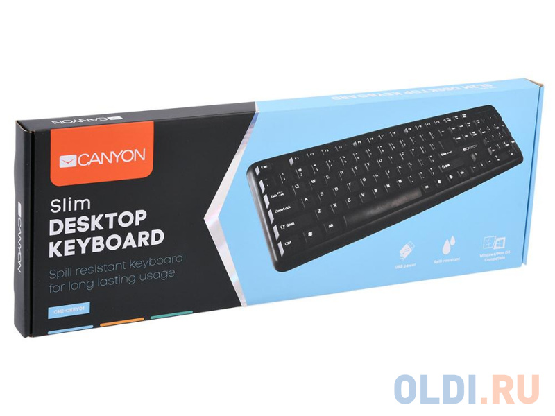 Клавиатура CANYON CNE-CKEY01-RU (Wired USB, 104 keys, Black фото