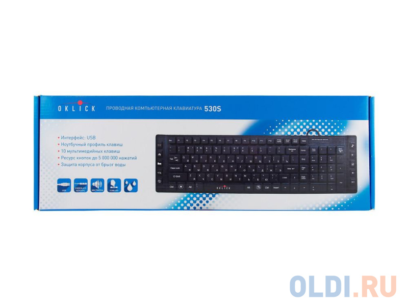 Клавиатура Oklick 530S black USB slim Multimedia фото
