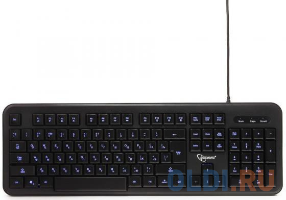 Клавиатура с подсв. Gembird KB-200L, USB, черн, 104кл, подсвет белая, каб 1.45м клавиатура gembird kb 8430m white usb