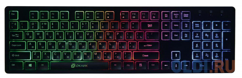 

Клавиатура Oklick 510ML черный USB slim Multimedia LED