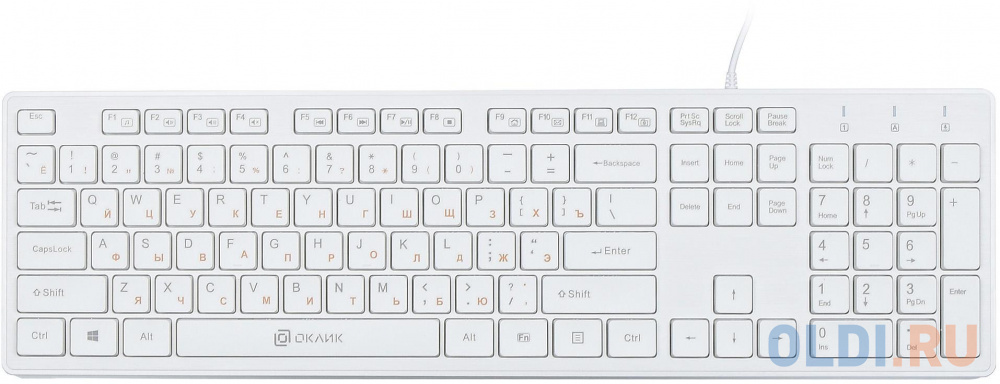Клавиатура проводная Oklick 500M USB белый
