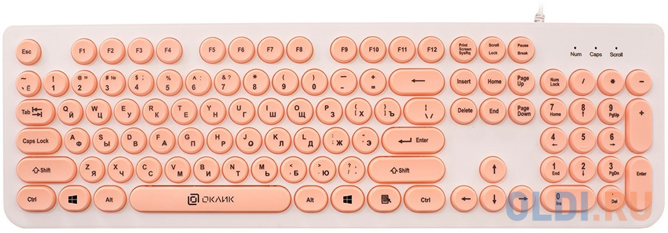 

Клавиатура проводная Oklick 400MR USB белый розовый