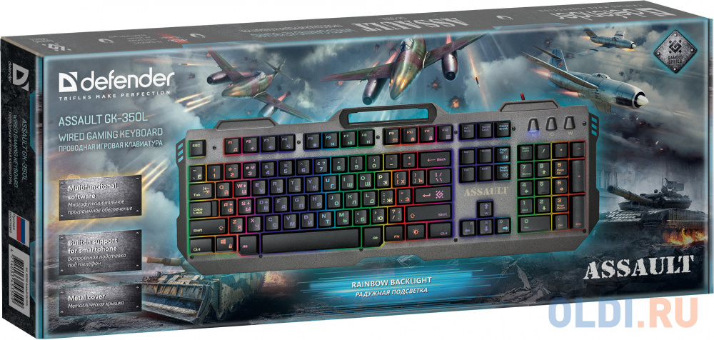 Клавиатура игровая  Mayhem GK-360DL RU, RGB подсветка, 19 Anti-Ghost, USB, DEFENDER игровая клавиатура sharkoon skiller sgk4 резиновые колпачки rgb подсветка usb