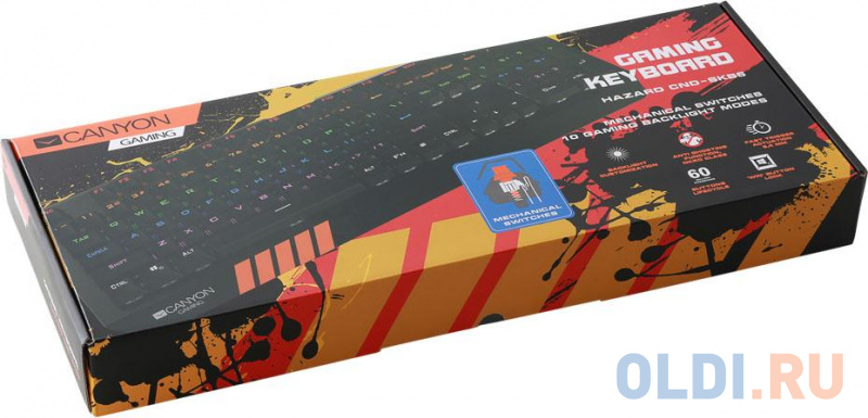 Клавиатура игровая механическая Hazard CANYON <CND-SKB6-RU> :  104 клавиш,  17 "горячих" клавиш, 20 видов подсветки, черная фото