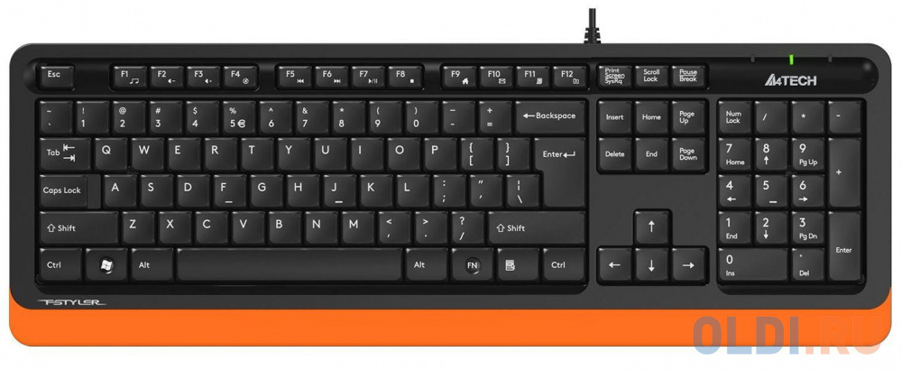 Клавиатура проводная A4TECH Fstyler FK10 USB черный оранжевый клавиатура проводная gembird kb 8320uxl bl usb