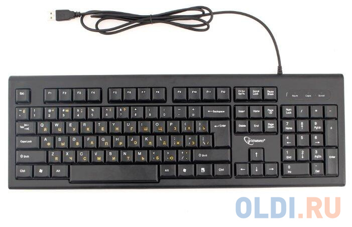 Клавиатура Gembird KB-8354U-BL { USB, черный, 104 клавиши, кабель 1,45м } кабель miniusb 1 8м gembird круглый белый