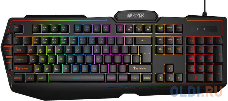 Игровая клавиатура HIPER GENOME GK-2 чёрная (104кл, USB, мембранная, RGB подсветка)