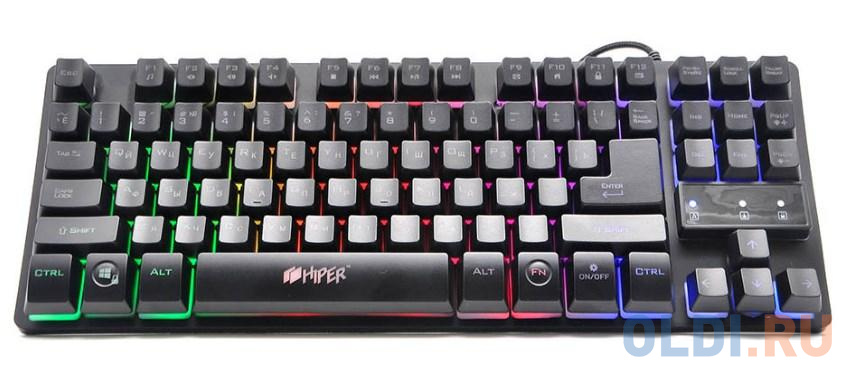 Игровая клавиатура HIPER GENOME GK-1 чёрная (87кл, TKL, USB, мембранная, RGB подсветка)