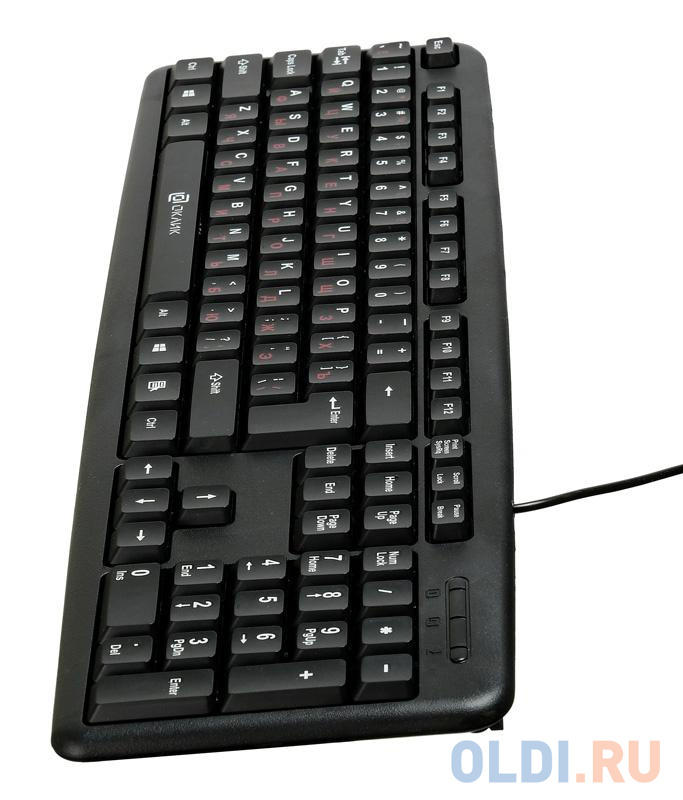 Клавиатура Oklick 180M V2 Black USB, цвет цвет английских букв - белый, цвет русских букв - красный - фото 4