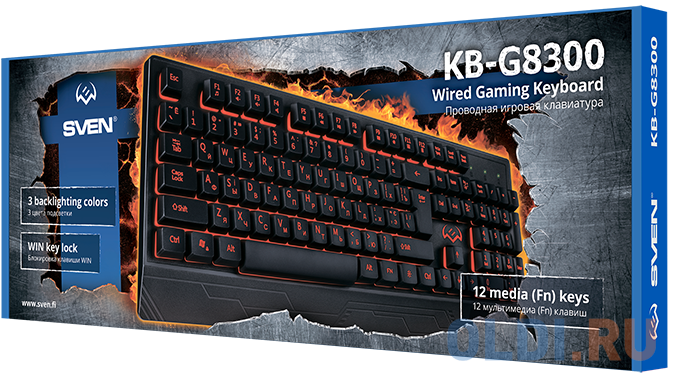 Клавиатура Sven KB-G8300 Black USB фото