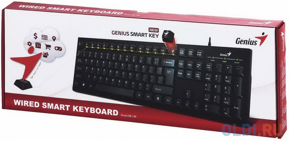Клавиатура Genius SmartKB-100 Black USB, цвет белый - фото 2