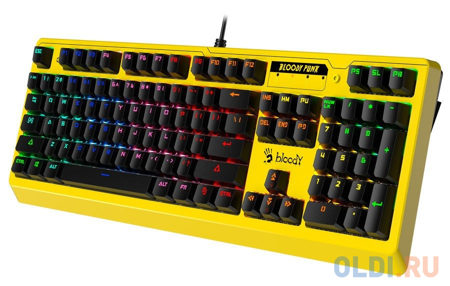 Клавиатура проводная A4TECH B810RC Punk Yellow USB желтый черный фото