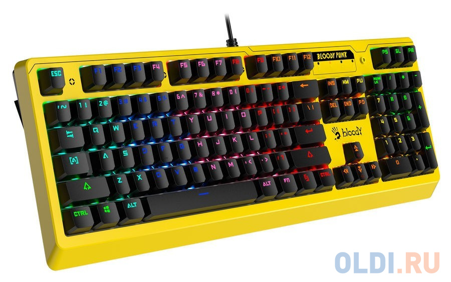 Клавиатура проводная A4TECH B810RC Punk Yellow USB желтый черный фото