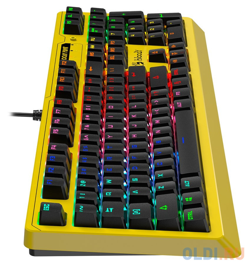 Клавиатура проводная A4TECH B810RC Punk Yellow USB желтый черный фото