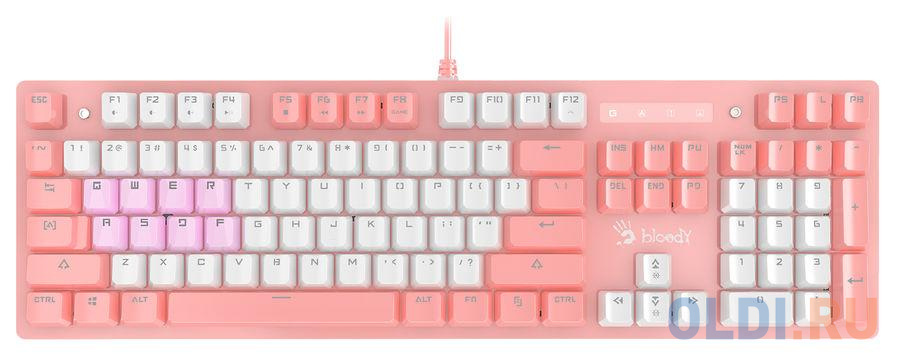 Клавиатура проводная A4TECH Bloody B800 USB розовый белый клавиатура проводная a4tech bloody b800 usb розовый белый