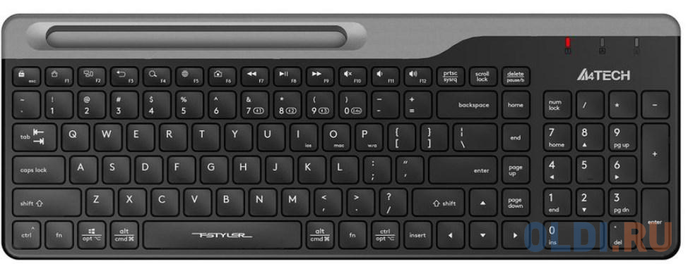 Клавиатура A4Tech Fstyler FBK25 черный/серый USB беспроводная BT/Radio slim Multimedia клавиатура oklick 835s usb bluetooth радиоканал серый [1696467]