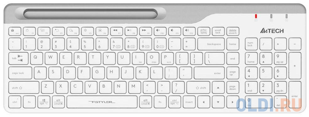 Клавиатура A4Tech Fstyler FBK25 белый/серый USB беспроводная BT/Radio slim Multimedia клавиатура oklick 710g   grey usb multimedia