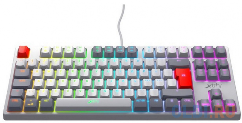 

Клавиатура Xtrfy K4 TKL RGB Grey USB Kailh Red XG-K4-RGB-TKL-RETRO-R-RUS, Серый