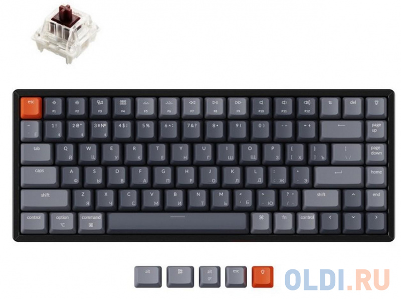 

Клавиатура Keychron K2C3 Grey USB Bluetooth Gateron G Pro Brown Switch, Серый