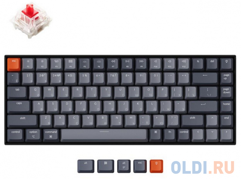 

Клавиатура Keychron K2C1Z Light Grey USB Bluetooth Gateron G Pro Red Switch, Серый