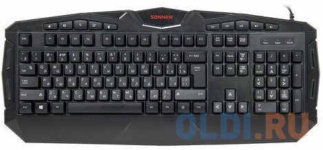 Клавиатура проводная игровая SONNEN Q9M, USB, 104 клавиши + 10 мультимедийных, RGB, черная, 513511