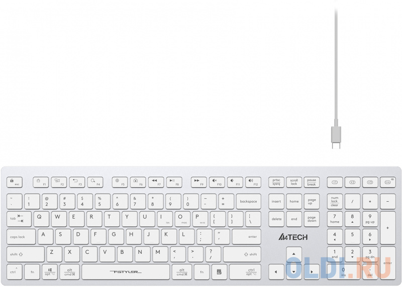 Клавиатура A4Tech Fstyler FBX50C белый USB беспроводная BT/Radio slim Multimedia фото