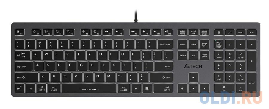 Клавиатура A4TECH Fstyler FX60 Grey USB клавиатура a4tech fx60h grey usb