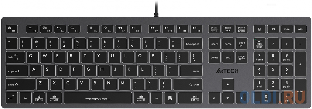Клавиатура A4TECH Fstyler FX60H Grey USB клавиатура мышь a4tech fstyler fg3300 air grey