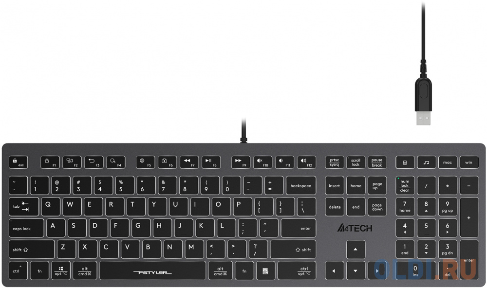 Клавиатура A4TECH Fstyler FX60H Grey USB фото