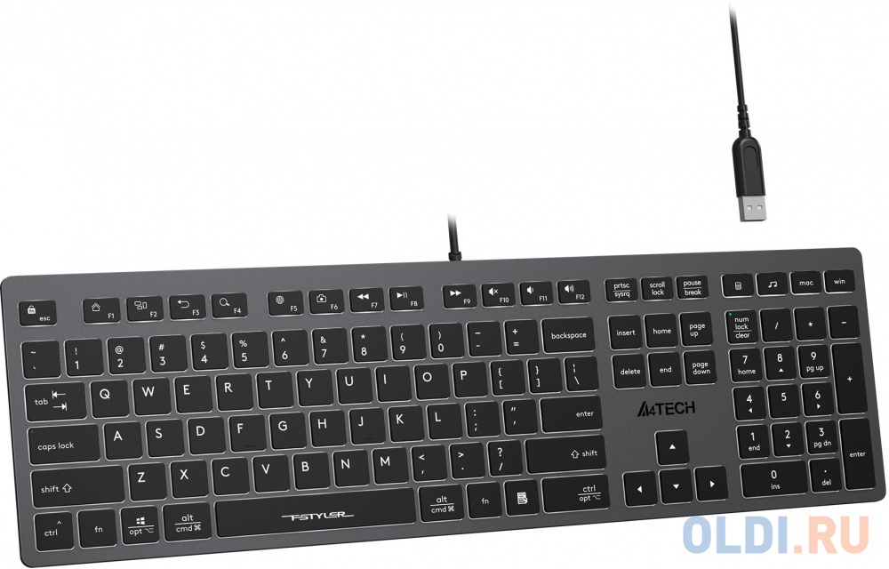Клавиатура A4TECH Fstyler FX60H Grey USB фото